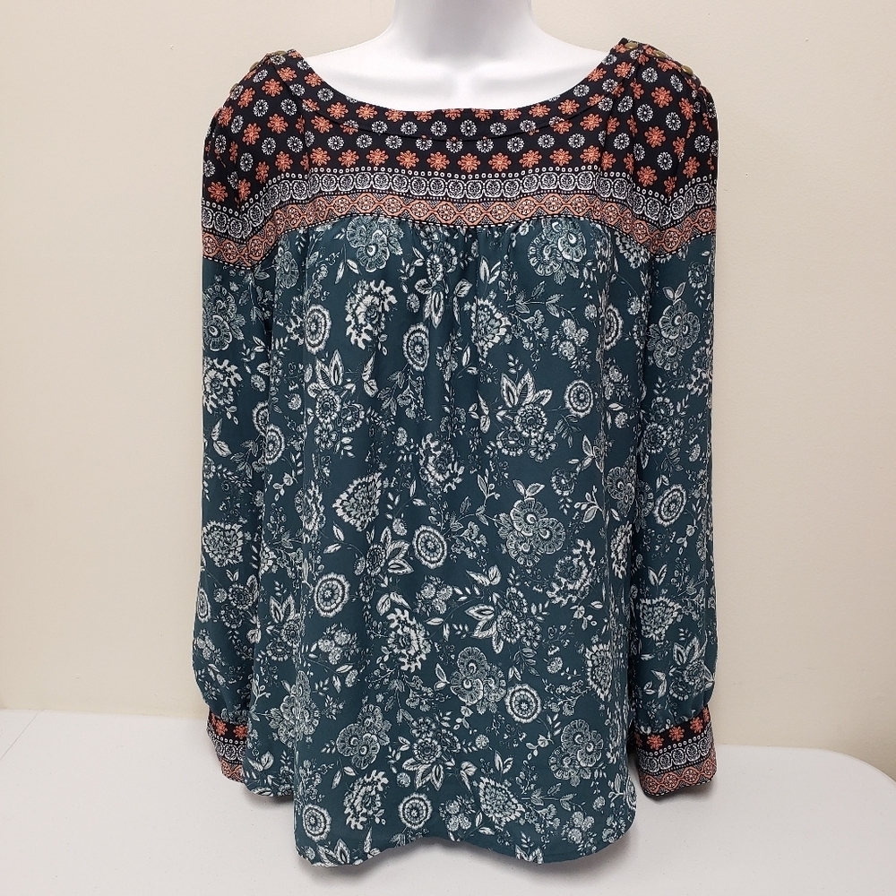 Loft Womens Floral Top Long Sleeve Size XL